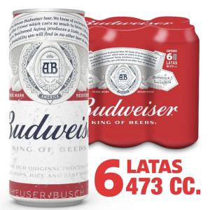 Pack 6 un. Cerveza Budweiser Lager 5.0° 473 cc